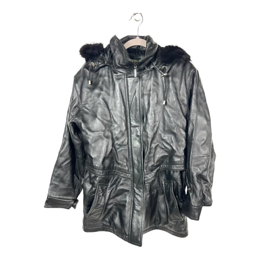 Cabelas leather hooded‎ jacket